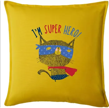 Polštář Super hero kočka - Polštář 50x50 - 50x50 - Pouze potah ( Žlutá )