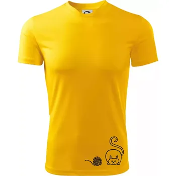 Chlapecké tričko Kočka klubíčko - Dětské triko sportovní (dresovina) - 122 cm/6 let ( Žlutá )