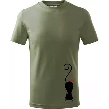 Chlapecké tričko Zamilovaná kočka ležící - Tričko dětské bavlněné - 104-110cm / 3-4 roky ( Khaki )