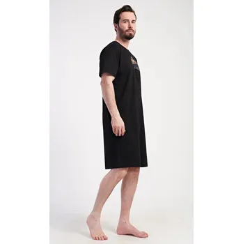 Pánská noční košile Pánská noční košile s krátkým rukávem Legend - černá - L