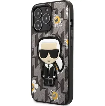 Pouzdro na mobilní telefon Karl Lagerfeld Ikonik Flower Kryt pro Apple iPhone 13 Pro šedá (3666339049461)