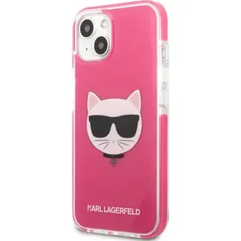 Pouzdro na mobilní telefon Karl Lagerfeld TPE Choupette Head Kryt pro Apple iPhone 13 Fuchsia (3666339048532)