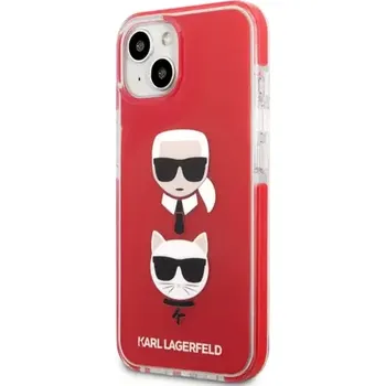 Pouzdro na mobilní telefon Karl Lagerfeld TPE Karl and Choupette Heads Kryt pro Apple iPhone 13 mini červená (3666339048686)