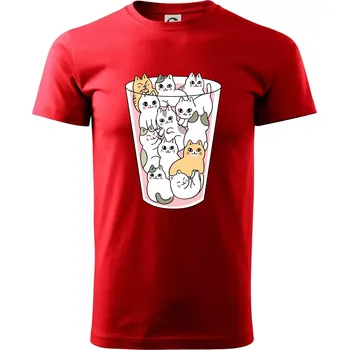 Pánské tričko Kočky ve sklenici - Klasické pánské triko vyšší gramáže - 4XL ( Červená )