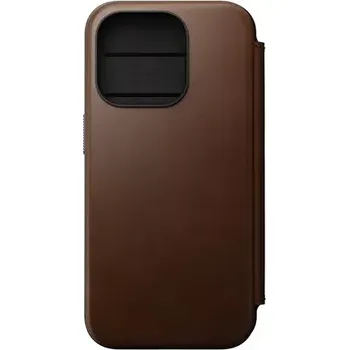 Pouzdro na mobilní telefon Nomad Modern Leather Folio flipové pouzdro pro Apple iPhone 15 Pro hnědé (NM01628385)