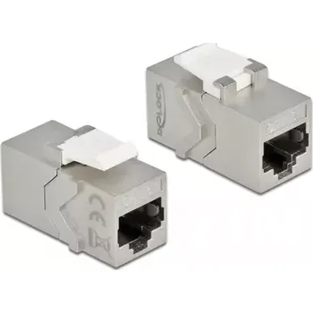 Síťový kabel DeLock Adaptér RJ-45 (F) - RJ-45 (F) Cat.6A STP šedá (86996)