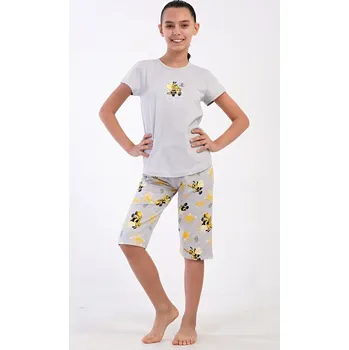 Chlapecké pyžamo Dětské pyžamo kapri Včelky - šedá - 7 - 8