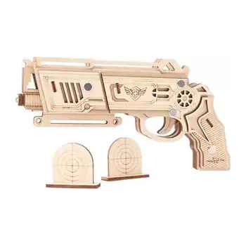3D puzzle Woodcraft Dřevěné 3D puzzle Zbraň na gumičky Falcon přírodní (XJ-G009)