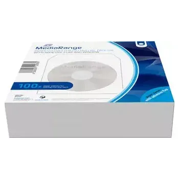 Jednorázové nádobí MediaRange Papírový obal na CDDVD s průhledným oknem bílá (100ks) (BOX62)