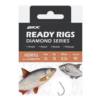 Rybářský háček BKK Návazec Ready Rig Diamond Keiryu BN Velikost 10 0,14mm 70cm 10ks (A-BW-2614)