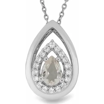 Přívěsek Přívěsek stříbrný s broušeným morganitem a zirkony Ag 925 026951 MG 1,6 cm, 1,3 g