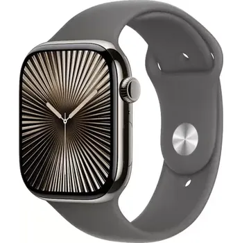 Chytré hodinky Apple Watch Series 10 GPS+Cellular 46mm Přírodní titanové tělo - Skálově šedý sportovní řemínek (M/L) (MWYA3QC/A)