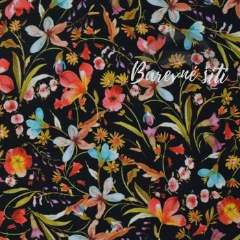 Viskozový úplet Barevné luční květy (E) (Kvalitní viskózový úplet)