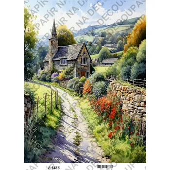 Umělecký papír Rýžový a soft papír na decoupage - Krajinka - KB01486 Materiál: Soft, Rozměr: A4