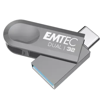 USB flash disk EMTEC Dual D280 USB 3.2 Type-C 32GB stříbrná (ECMMD32GD283)