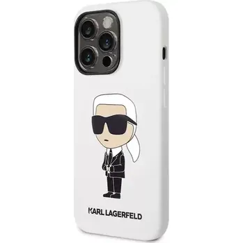 Pouzdro na mobilní telefon Karl Lagerfeld Liquid Silicone Ikonik NFT Zadní Kryt pro Apple iPhone 14 Pro Max bílá (3666339086633)