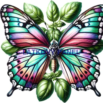 Látkový panel - Motýl na květině - MO-08 Velikost: 30x30cm, Materiál: Teplákovina nepočesaná