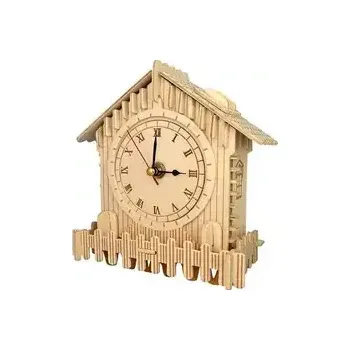 Puzzle Woodcraft Dřevěné 3D puzzle hodiny domek (PF003)