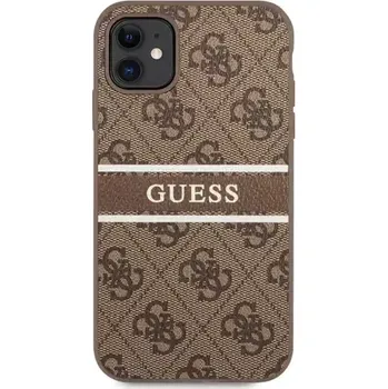 Pouzdro na mobilní telefon GUESS PU 4G Printed Stripe Zadní Kryt pro Apple iPhone 11 hnědá (3666339005498)