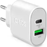 SBS Cestovní adaptér USB-C PD 20 W USB AFC 18 W bílá (TETRPD20W)