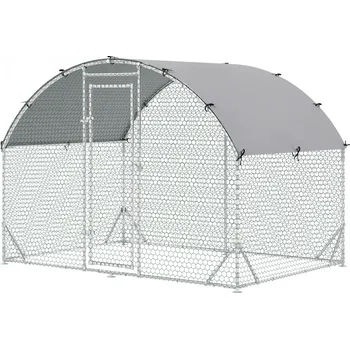 Ocelový výběh pro kuřata, 280 x 190 x 197 cm | stříbrný