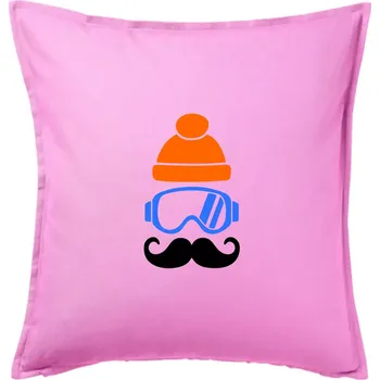 Polštář Lyžař knírač - Polštář 50x50 - 50x50 - Pouze potah ( Růžová )