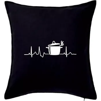 Polštář EKG kuchař hrnec - Polštář 50x50 - 50x50 - Pouze potah ( Černá )
