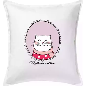 Polštář Pyšná kočka fialová - Polštář 50x50 - 50x50 - Pouze potah ( Bílá )