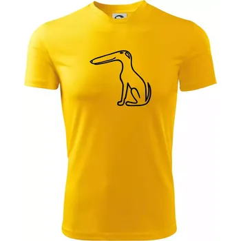 Chlapecké tričko Barzoj obrys černý (Moňas) - Dětské triko sportovní (dresovina) - 122 cm/6 let ( Žlutá )