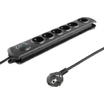 Qoltec 50112 Přepětová ochrana (6 zásuvek) | vypínač | 3.0m | černá (50112-Q)