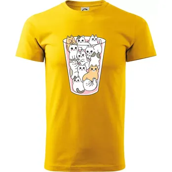 Pánské tričko Kočky ve sklenici - Triko extra velké (5-8XL) - 7XL ( Žlutá )