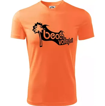 Beach volleyball obrys - Dětské triko sportovní (dresovina) - 146 cm/10 let ( Neon mandarine )