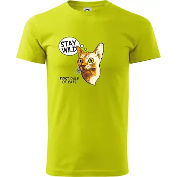 Pánské tričko Kočka stay wild - Klasické pánské triko vyšší gramáže - S ( Limetková )