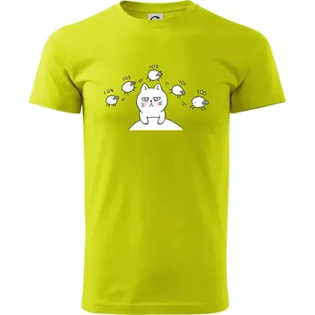 Pánské tričko Unavená kočka nemůže spát - Klasické pánské triko vyšší gramáže - XL ( Limetková )