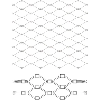 Pletivo nerezová lanková síť, oko 50 x 50 mm, tl. 2 mm, AISI316 - lanková výplň 1,0 m x 5 m (š x d), průměr lanka 2 mm, délka sítě v nerozloženém stavu 5,82 m