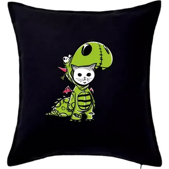 Polštář Kočkosaurus Rex - Polštář 50x50 - 50x50 - Pouze potah ( Černá )