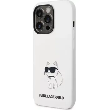 Pouzdro na mobilní telefon Karl Lagerfeld Liquid Silicone Choupette NFT Zadní Kryt pro Apple iPhone 14 Pro Max bílá (3666339086794)