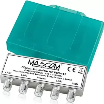 Satelitní konvertor MASCOM DiSEqC přepínač pro 4 LNB (8594016908204)