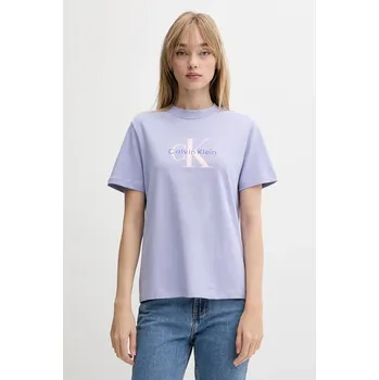 Pánské tričko Bavlněné tričko Calvin Klein Jeans LV047B865G fialová 04X, vel. S