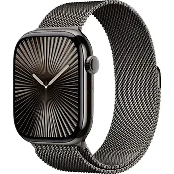 Chytré hodinky Apple Watch Series 10 GPS+Cellular 46mm Břidlicově šedé titanové tělo - Břidlicově šedý milánský tah (M/L)