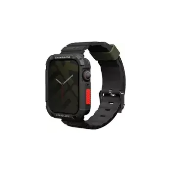 Řemínek na hodinky SKINARMA SHOKKU silikonový řemínek pro Apple Watch 45/44/42 mm černá (8886461241778)