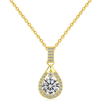 Řetízek Olivie Stříbrný náhrdelník 1ct 6,5mm MOISSANITE GOLD 9736 Ag 925; ≤2,6 g.