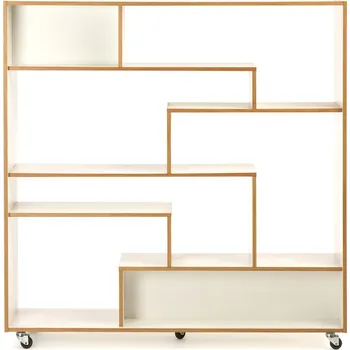 Knihovna Bílá knihovna s hranou v dřevěném dekoru 140x143 cm Southbury - Woodman ID_124957