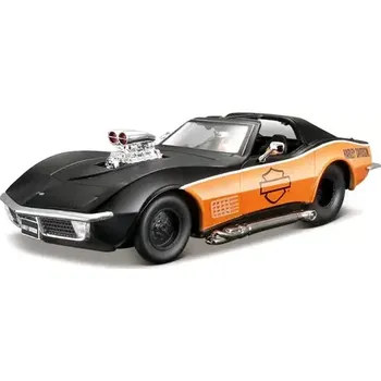 autíčko Maisto Harley-Davidson Custom 1970 Chevrolet Corvette černo-oranžová (90159321934)