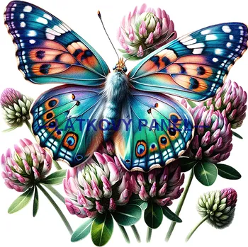 Látkový panel - Motýl na květině - MO-17 Velikost: 30x30cm, Materiál: Bavlna