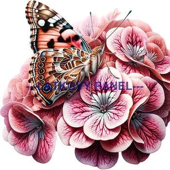 Látkový panel - Motýl na květině - MO-09 Velikost: 20x20cm, Materiál: Bavlna