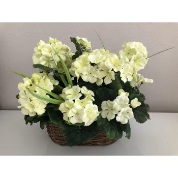 Smuteční dekorace Muškáty v truhlíku letní dekorace na hrob