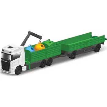 autíčko Maisto Mini pracovní stroje - Scania 770 s přívesem s kontejnery bílo-zelená (90159064060)