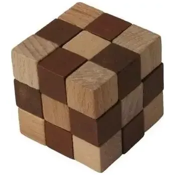 Hlavolam Česká dřevěná hračka Dřevěný hlavolam kostka hnědá (CH1KO07)