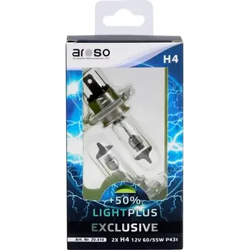 Autožárovka Aroso Autožárovky Light Plus H4 12V 60/55W P43t sada 2ks - svítivost plus 50% (20.414)